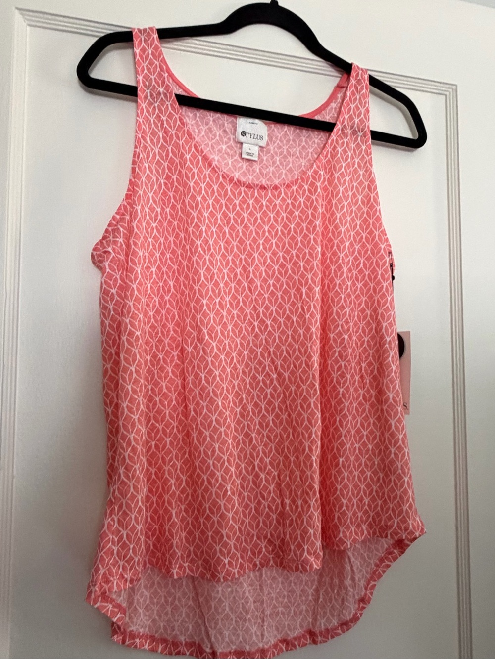 STYLUS Coral Pink Patterned Sleeveless Tank